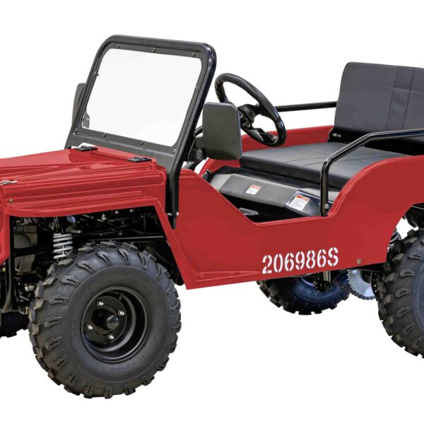 Massimo Mini 125 Classic Military-Style Jeep, 3-Speed Transmission, 4-Stroke Single Cylinder, Air Cooled