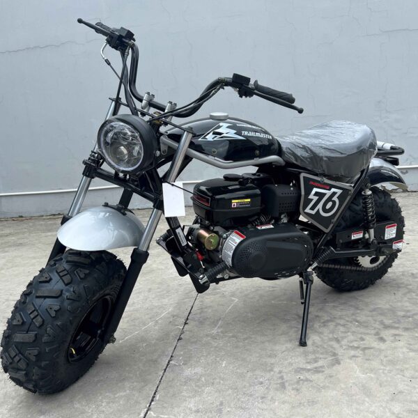 Trailmaster Hurricane 200 Pro Mini Bike, Powerful 196cc OHV engine, Electric and pull start, LED Headlight
