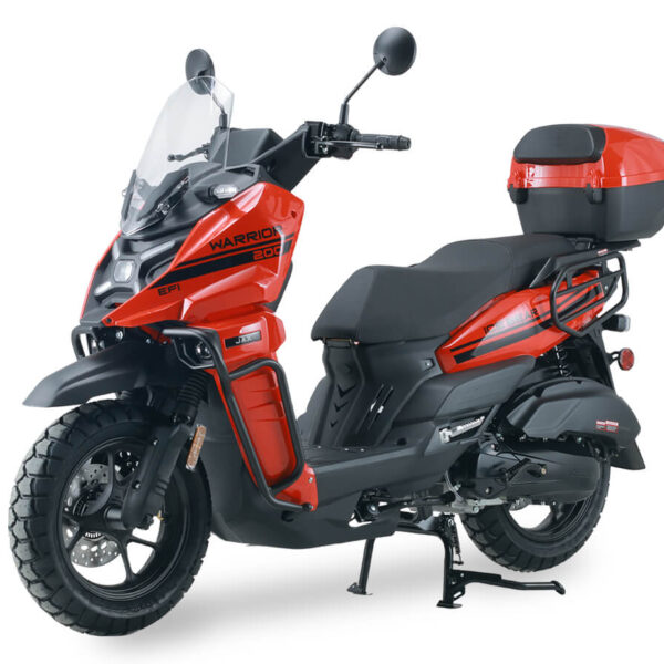 Ice Bear Warrior 200 (PMZ200-1) EFI street legal Scooter, 200cc GY6 Engine With Trunk, 4-Stroke, Single cylinder, Air cooled, Dual Sport Tires, Digital Speedometer, 13" Alloy Rims
